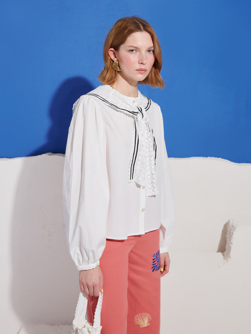 Cleo Collar Tie Blouse