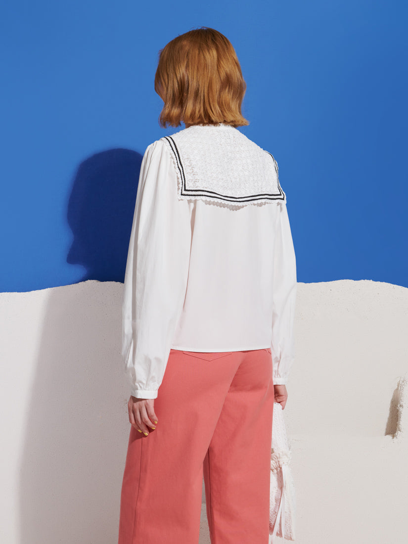 Cleo Collar Tie Blouse
