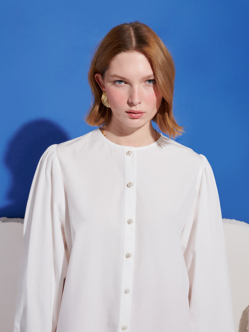 Cleo Collar Tie Blouse