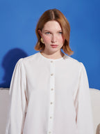 Cleo Collar Tie Blouse
