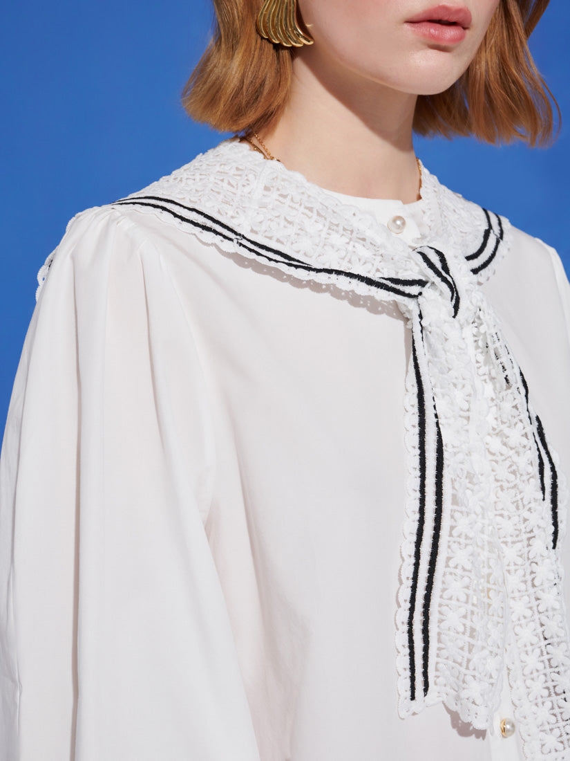 Cleo Collar Tie Blouse