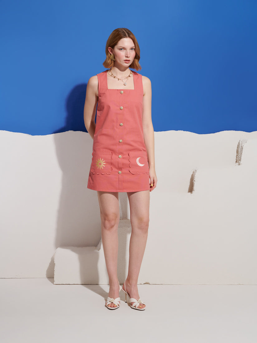 Island Life Embroidered Mini Dress