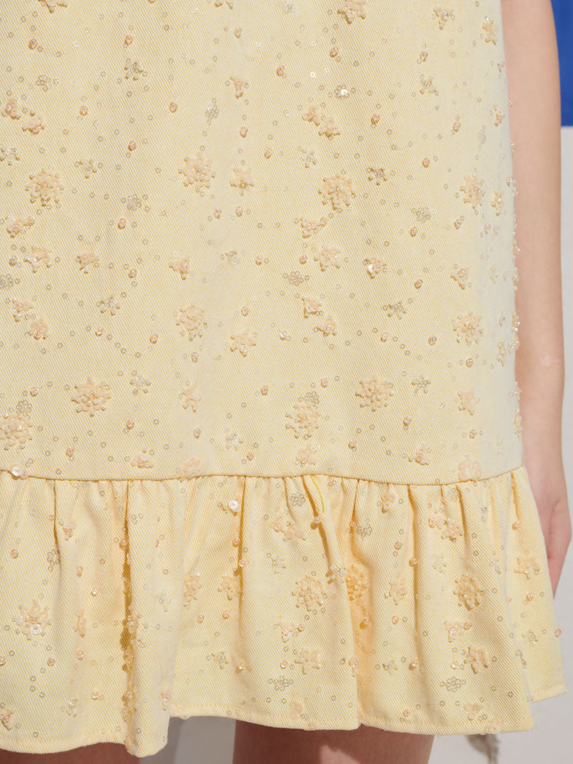 Lemon Zest Embellished Mini Dress