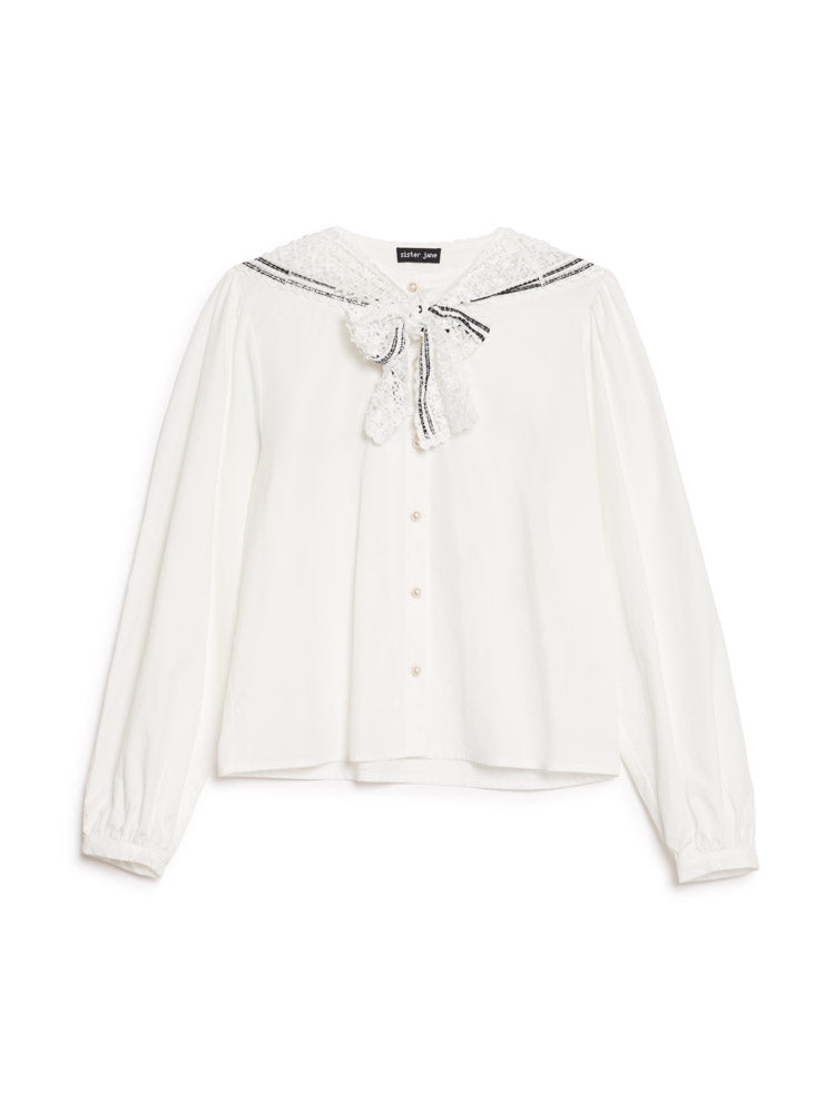 Cleo Collar Tie Blouse