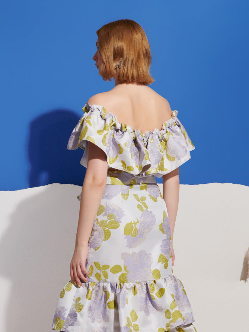 Fig Flora Jacquard Ruffle Top