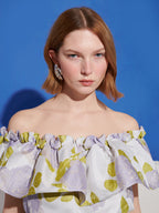 Fig Flora Jacquard Ruffle Top