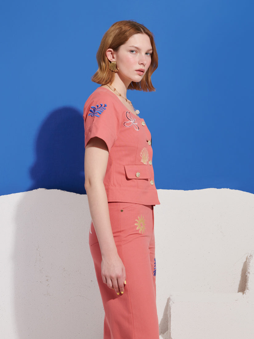 Island Life Embroidered Top