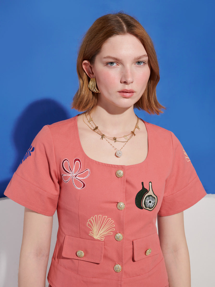 Island Life Embroidered Top